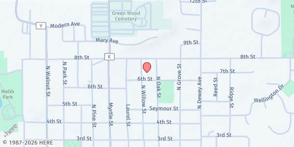 Map showing Sacred Heart Catholic Church at 624 N. Willow, Reedsburg, WI