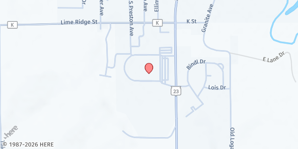 Map showing The Den Beaver Market-Reedsburg Area High School at 1100 S Albert Ave, Reedsburg, WI