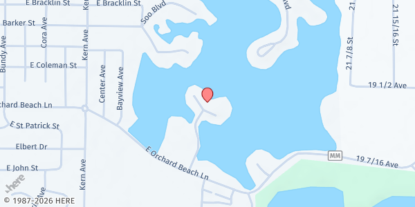 Map showing Heart Island Family Enrichment Center at 1108 Heart Island Pkwy., Rice Lake, WI