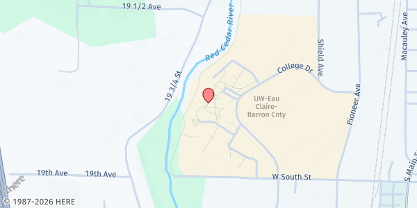 Map showing UW Barron County Cans for Students at 1800 College Dr., Rice Lake, WI