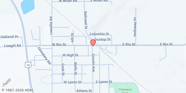 Map showing CWCAC-Rio Area Food Pantry at 104 Lincoln Ave, Rio, WI