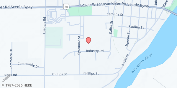 Map showing Sauk Prairie Food Pantry at 821 B Industry Road, Sauk City, WI