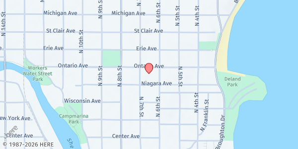 Map showing Saint Luke United Methodist Church at 623 Ontario Ave, Sheboygan, WI