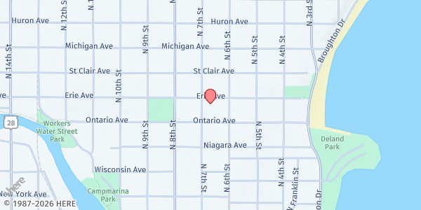 Map showing Saint Mark Lutheran - Food Distribution Center at 1019 N 7th St, Sheboygan, WI