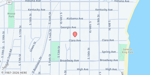 Map showing Saint Peter Claver - Food Distribution Center at 1439 S 12th St, Sheboygan, WI