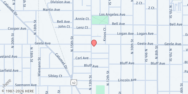 Map showing Sheboygan County Interfaith Organization at 1251 Geele Ave, Sheboygan, WI
