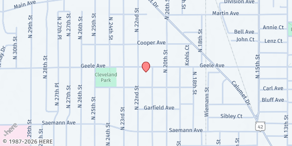 Map showing St Dominic Catholic Church at 2133 N 22nd St, Sheboygan, WI