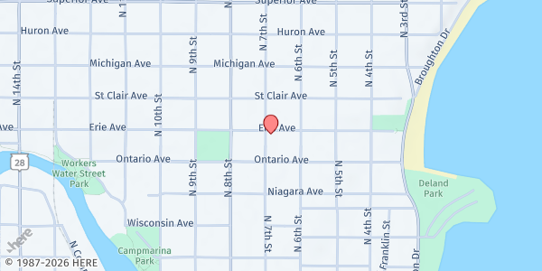 Map showing St. Mark Church Sheboygan at 1019 N 7th St, Sheboygan, WI