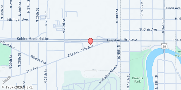 Map showing United Way of Sheboygan County at 2020 Erie Ave, Sheboygan, WI