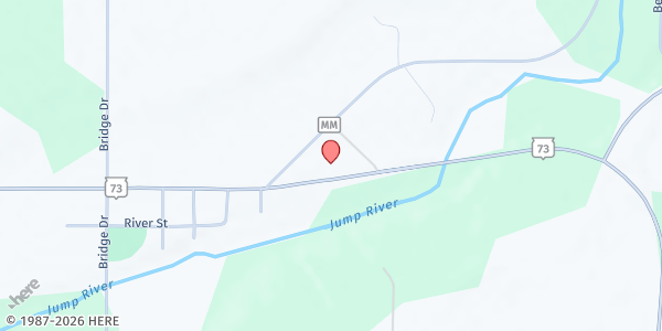 Map showing Christ Community Church of Jump River Food Pantry at W14616 Hwy. 73, Sheldon, WI