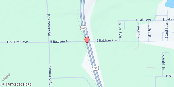 Map showing Solon Springs Mobile Pantry at 11523 Business 53, Solon Springs, WI