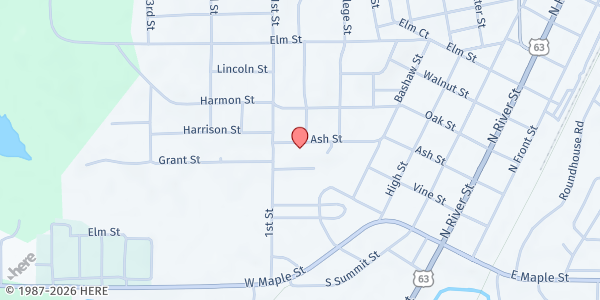 Map showing Lakeland Family Resource Center at 819 Ash St., Spooner, WI