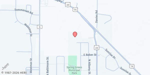 Map showing Community Food Pantry at 151 E Bossard St., Spring Green, WI