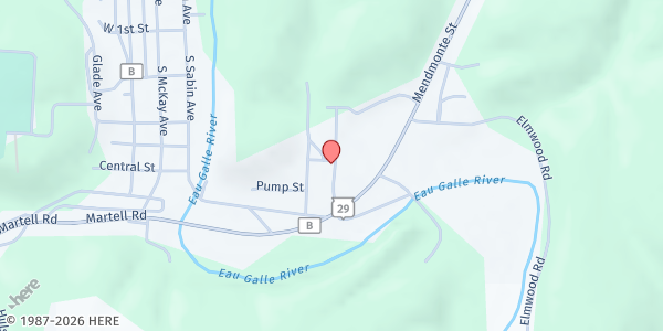 Map showing Spring Valley Community Food Pantry at S425 Church Avenue, Spring Valley, WI