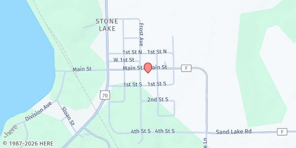 Map showing Stone Lake Food Pantry at 16831 Main St., Stone Lake, WI