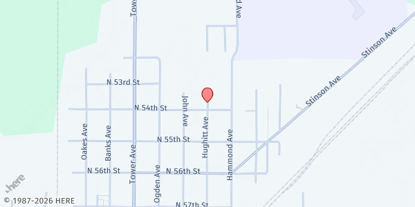 Map showing First Evangelical Covenant Soup Kitchen at 3311 Hughitt Ave., Superior, WI