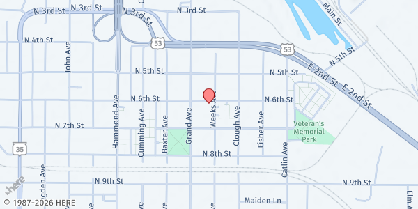 Map showing Solid Rock Soup Kitchen at 1004 N. 6th St., Superior, WI