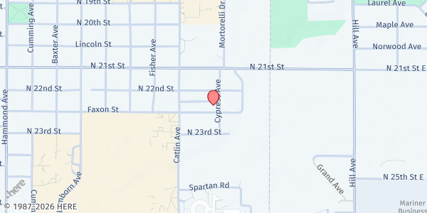 Map showing Superior Vineyard Food Shelf at 603 Faxon Street, Superior, WI
