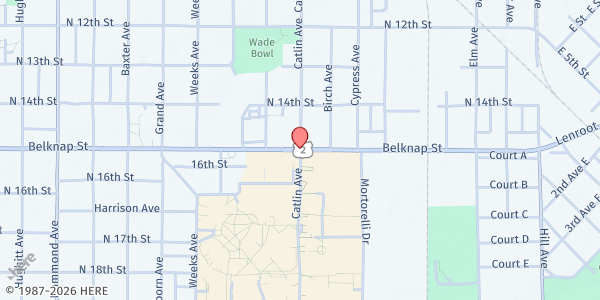Map showing University of Wisconsin - Superior at Belknap and Catlin Ave, Superior, WI