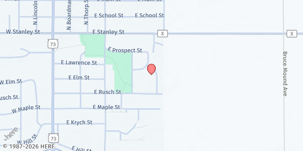 Map showing Thorp Food Pantry at 304 Wall St., Thorp, WI