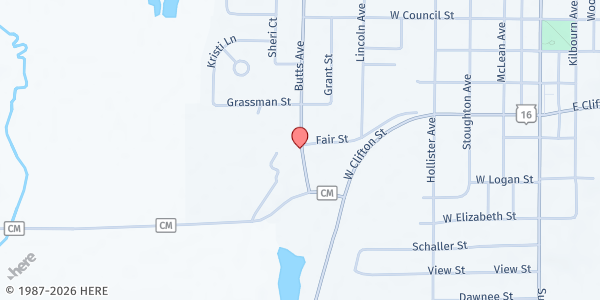 Map showing Tomah Mobile Pantry at 1615 Butts Ave, Tomah, WI