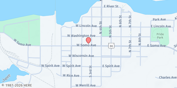 Map showing Grace Lutheran Church at 108 W Somo Ave, Tomahawk, WI