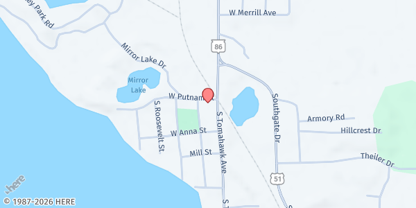 Map showing Tomahawk Area Interfaith Volunteers at 602 S Tomahawk Ave, Tomahawk, WI