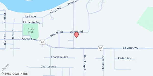 Map showing Tomahawk United Methodist Church Food Pantry at 1104 School Rd, Tomahawk, WI