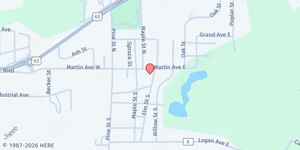 Map showing Turtle Lake Area Food Pantry at 111 Elm St S, Turtle Lake, WI