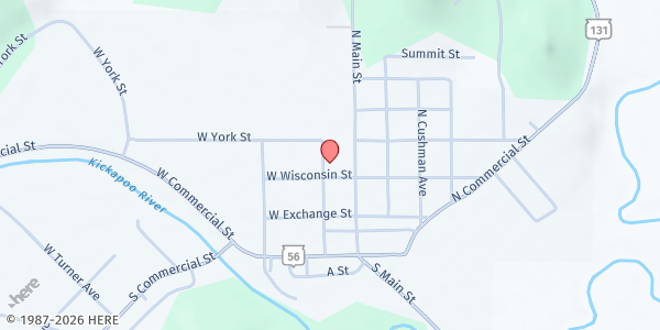 Map showing Viola-Kickapoo Area Food Pantry at 106 W Wisconsin St, Viola, WI