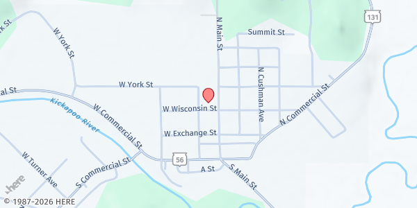 Map showing Viola-Kickapoo Area Food Pantry at 106 W Wisconsin St, Viola, WI