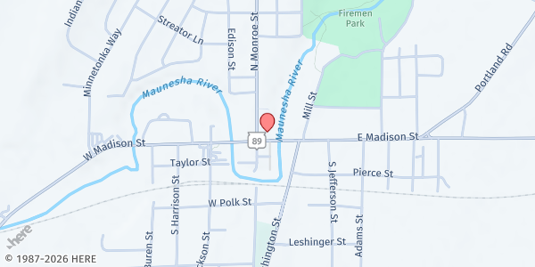 Map showing Marshall Waterloo Food Pantry at 117 E Madison St., Waterloo, WI
