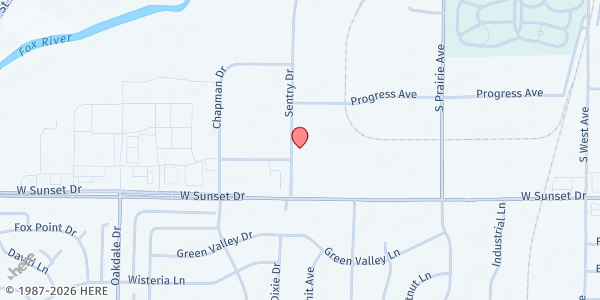 Map showing Food Pantry of Waukesha County at 1301 Sentry Dr, Waukesha, WI