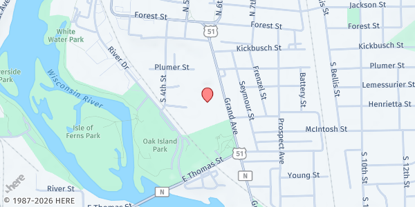 Map showing The Neighbors' Place - Food Distribution Center at 360 Grand Ave Ste 200, Wausau, WI