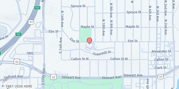 Map showing Wesley United Methodist Church Food Pantry at 1101 Elm St., Wausau, WI