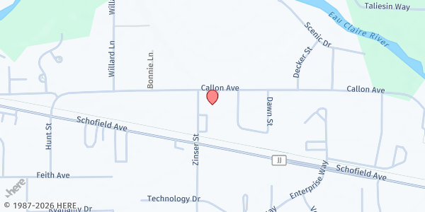 Map showing St. Agnes Catholic Church Food Pantry at 6101 Zinser St., Weston, WI
