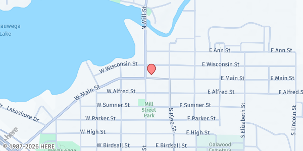 Map showing Weymont Food Pantry at 108 E Main St, Weyauwega, WI