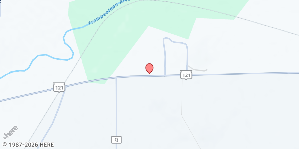 Map showing Trempealeau County Food Pantry at W20298 WI-121, Whitehall, WI