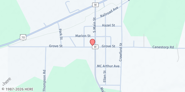 Map showing Harvest of Friends at 5459 N. Hwy. W., Winter, WI