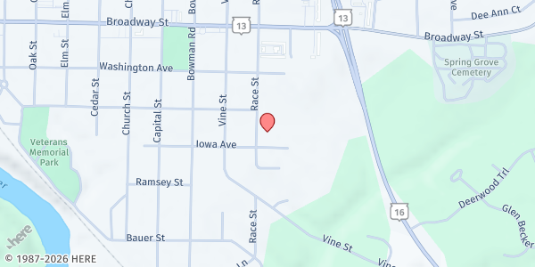 Map showing The Vine Street Market at 520 Race St, Wisconsin Dells, WI