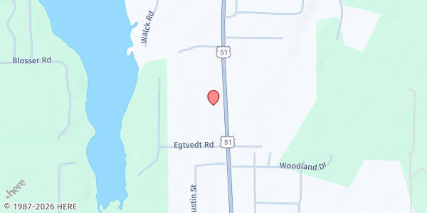 Map showing Lakeland Pantry at 1707 U.S. Hwy 51, Woodruff, WI