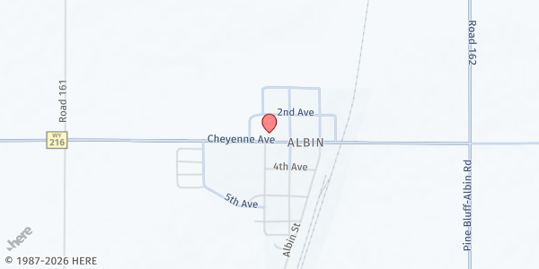 Map showing Albin Baptist Church at 316 Cheyenne Ave, Albin, WY