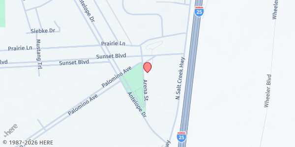 Map showing Bar Nunn Baptist Church at 1401 Sunset Blvd, Bar Nunn, WY