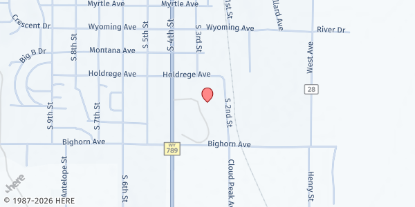 Map showing Basin Pop-Up/Mobile Resource - Fairgrounds at 315 Hodrege Avenue, Basin, WY