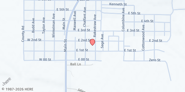 Map showing The Community Food Closet at 111 Rakestraw Ave, Big Piney, WY