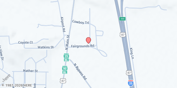 Map showing Buffalo Pop-Up/Mobile Resource - Fairgrounds Community Building at Fairgrounds - Community Building, Buffalo, WY