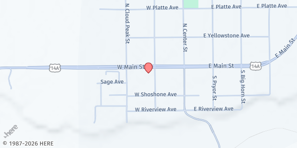 Map showing The Church of Jesus Christ of Latter-day Saints - Byron at 120 W Main St, Byron, WY