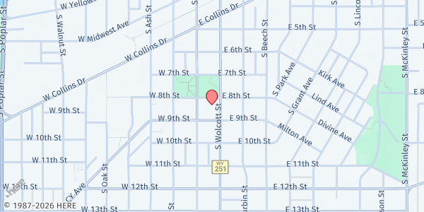 Map showing City Park Church at 804 S Wolcott St, Casper, WY