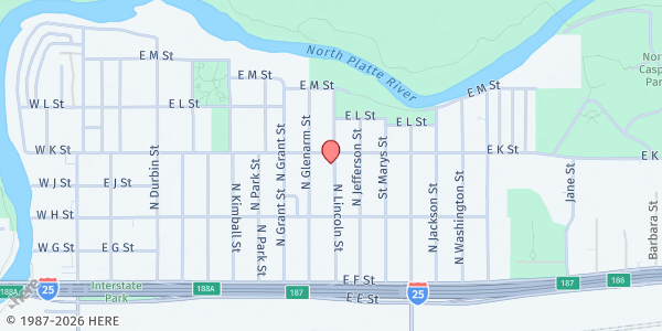 Map showing Holy Cross Center at 1030 N Lincoln St, Casper, WY