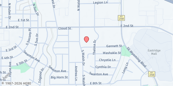Map showing Restoration Church at 411 S Walsh Dr, Casper, WY